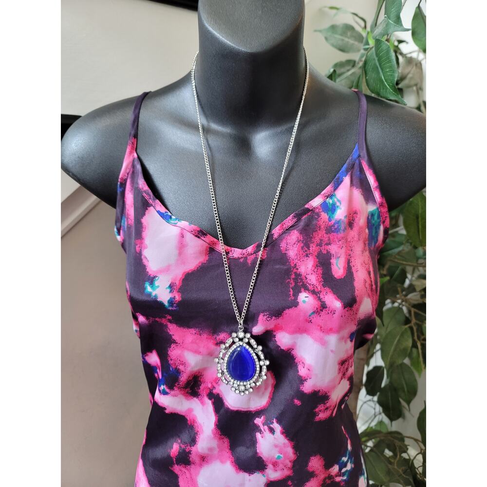 Vila Slip Dress Women's Size Small Purple Pink Abstract Sweetheart Casual Party - Picture 3 of 11
